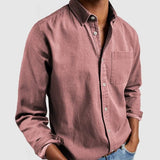 Camicia da uomo in lino a maniche lunghe - Vestibilità regolare