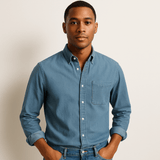 Camicia da uomo in lino a maniche lunghe - Vestibilità regolare