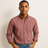 Camicia da uomo in lino a maniche lunghe - Vestibilità regolare