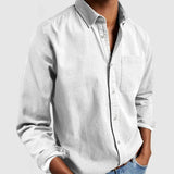 Camicia da uomo in lino a maniche lunghe - Vestibilità regolare