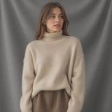 Celviera - Maglione oversize da donna a collo alto in cashmere