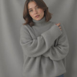 Celviera - Maglione oversize da donna a collo alto in cashmere