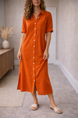 Women’s Midi Dress Button Front 1