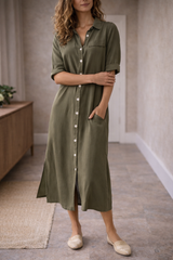 Women’s Midi Dress Button Front 3