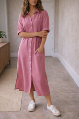 Women’s Midi Dress Button Front 5
