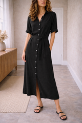 Women’s Midi Dress Button Front 8