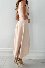 Abigail – Sleeveless Asymmetric Midi Wedding Guest Dress