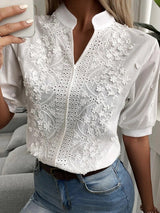 Image of Women's Embroidered Short Sleeve Blouse