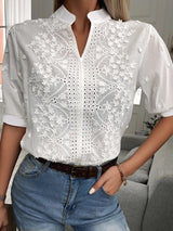 Image of Women's Embroidered Short Sleeve Blouse