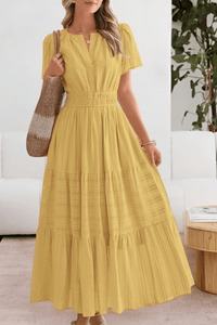 Image of Women's Split Neck A-Line Midi Dress