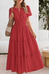 Image of Women's Split Neck A-Line Midi Dress