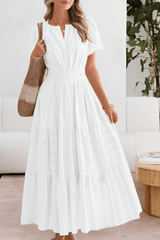 Image of Women's Split Neck A-Line Midi Dress