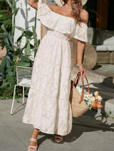 Catherin – Off Shoulder Tiered Maxi Wedding Guest Dress
