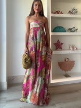 Ivy - Strapless Floral Maxi Wedding Guest Dress